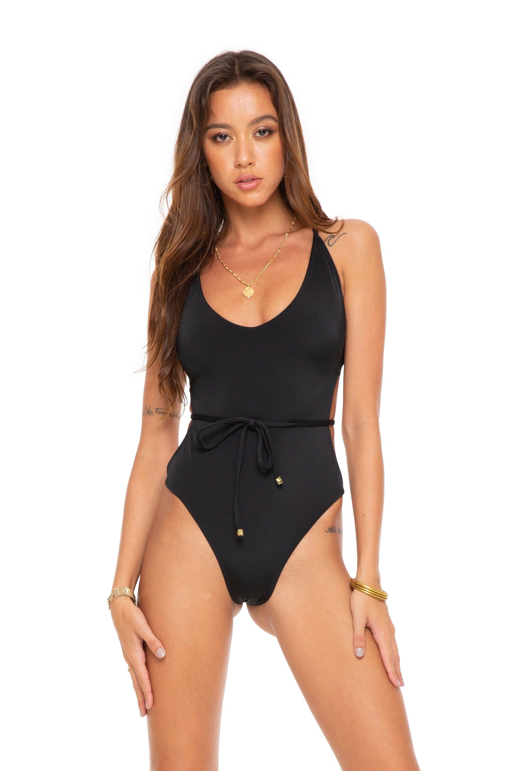 Womens Strappy One Piece Swimsuit Tie Side Bottom Cut Out Monokini Push Up  Bathing Suit Back Hook Closure Swimwear